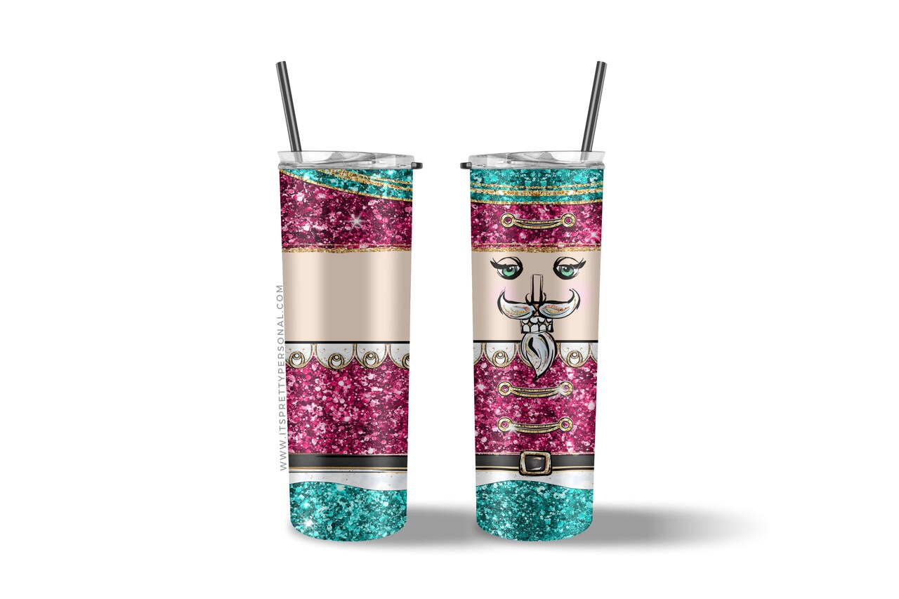 #545 CLEAR 20oz- Nutcracker Pastel Christmas- 9.4" x 8" Pattern Vinyl Wrap